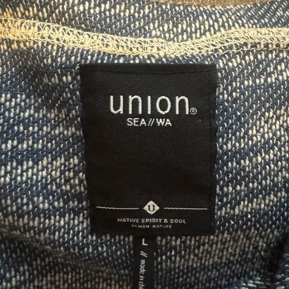 Union Marled Knit Hoodie in Light Blue and White - Picture 5 of 5
